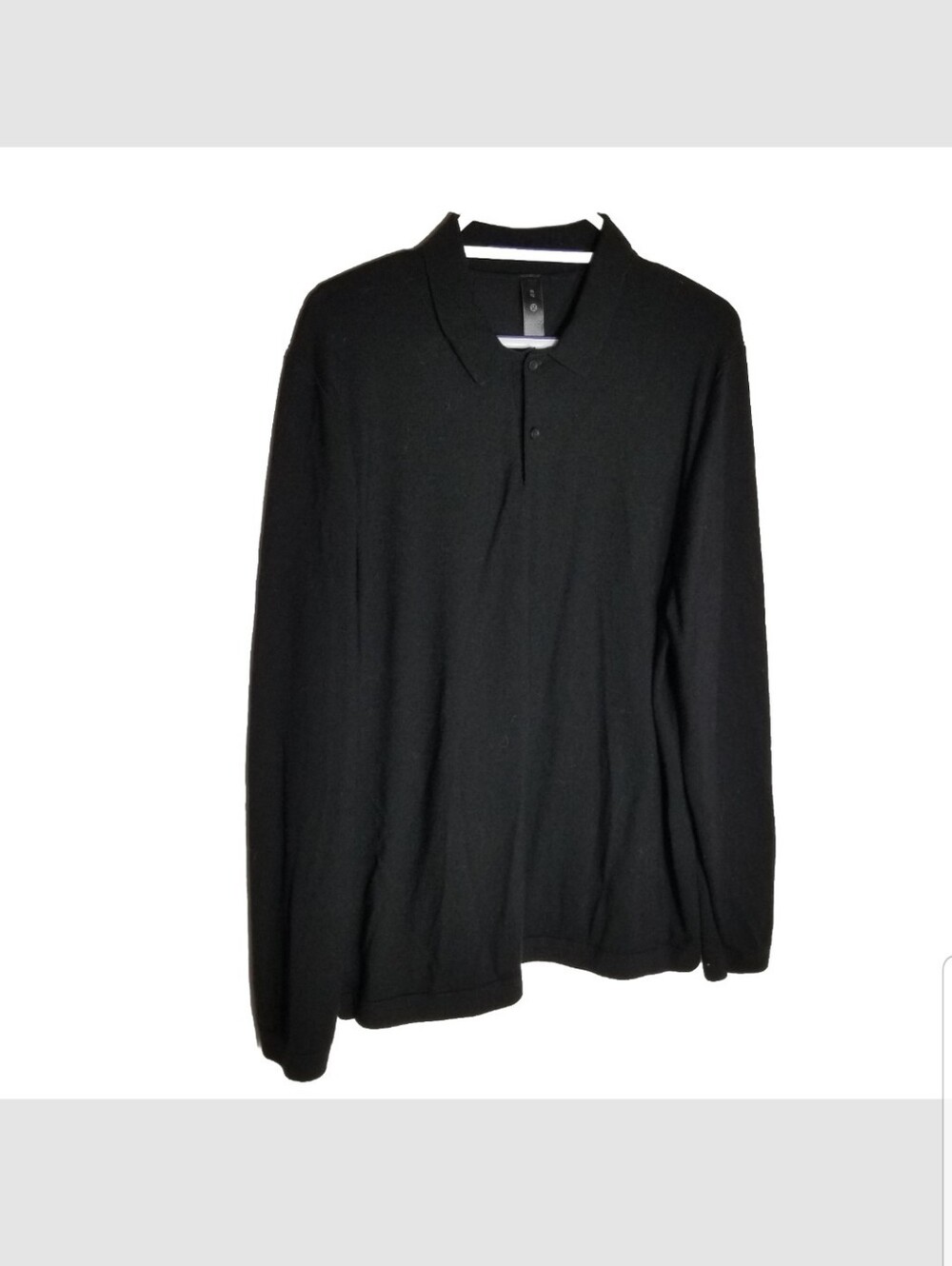 Lululemon New Venture Polo Shirt Men's XL Long Slv Merino Wool Blend Knit Black